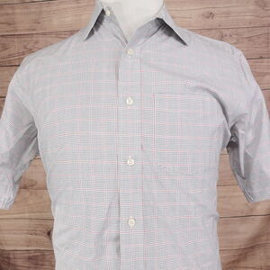 DANIEL CREMIEUX COLLECTION SHORT SLEEVE CHECK BUTTON DOWN SHIRT MENS SZ M